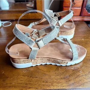 Catherine Malandrino Womens Denson Sandal Silver Rhinestone Size 7.5